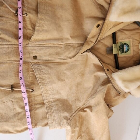 Vintage 90s Suede Fur Brown Beige Coat Jacket 1990 Bohemian Western Boho winter - Picture 13 of 16